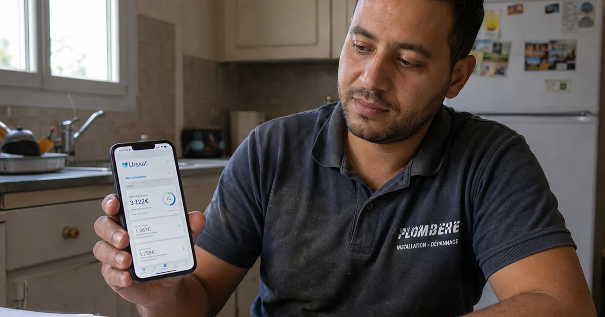 Auto-entrepreneur artisan BTP calculant ses charges URSSAF