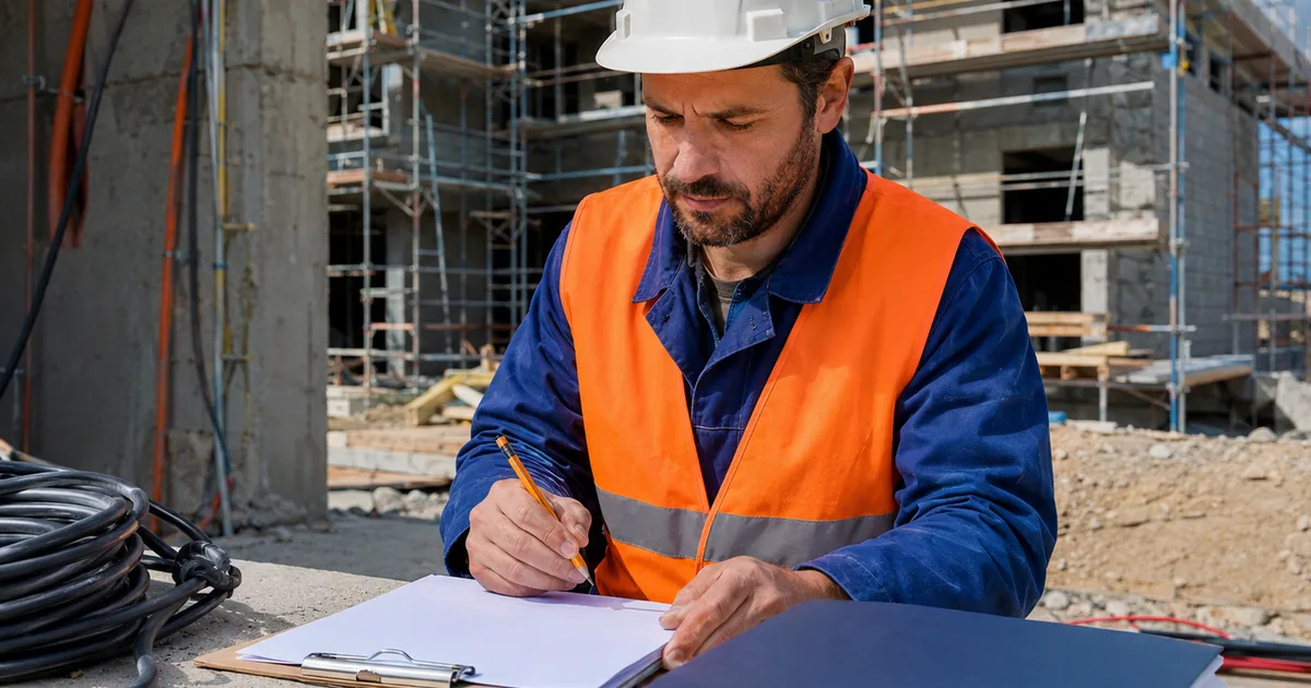 Artisan BTP vérifiant les indices de prix des matériaux sur son devis de chantier