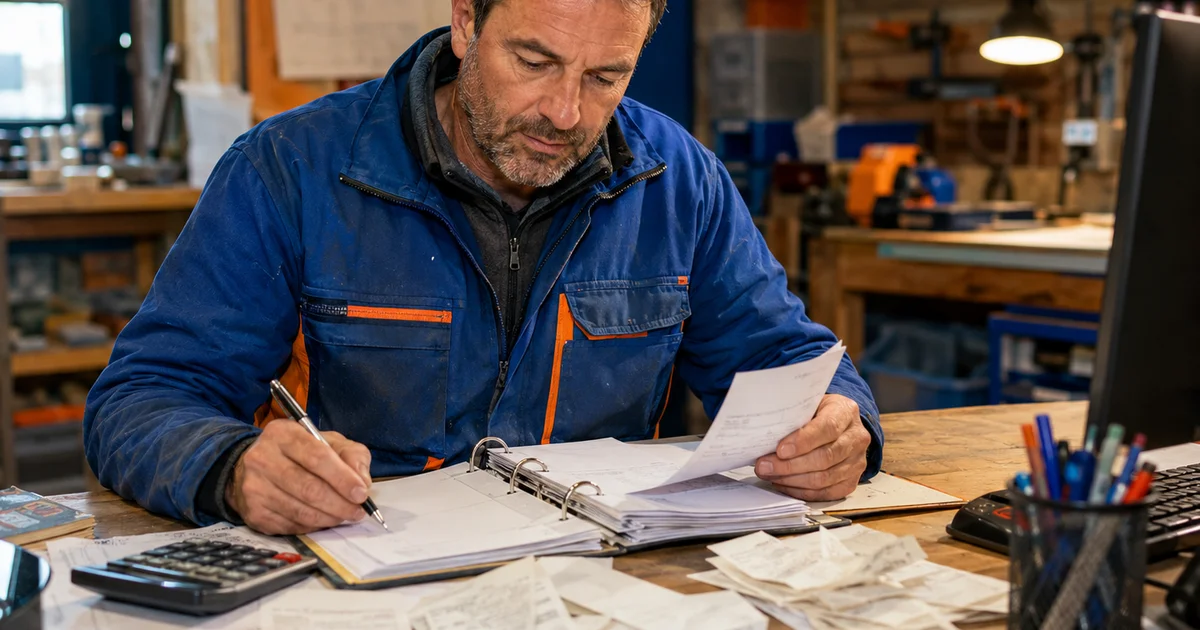 Artisan BTP qui gère sa comptabilité sur chantier en 2026