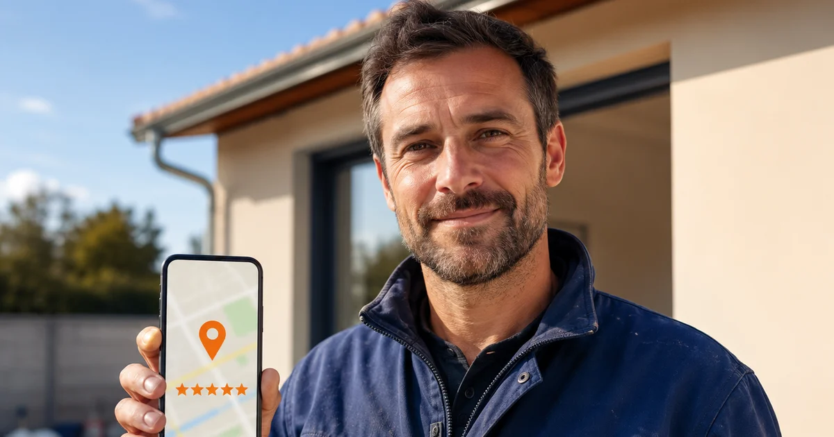 Artisan BTP consultant sa fiche Google Business Profile sur smartphone